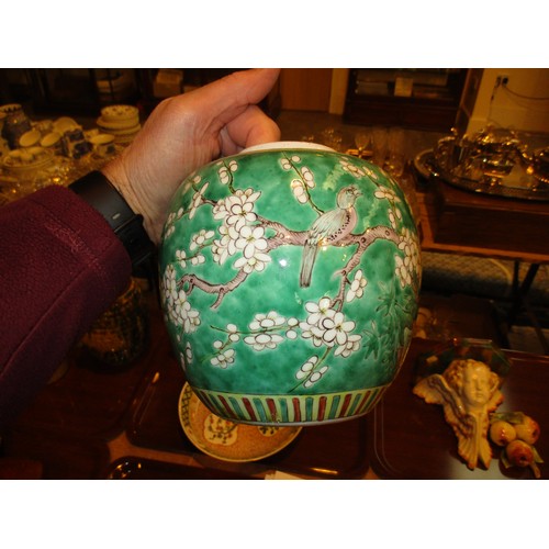 88 - Chinese Porcelain Dish, Ginger Jar and Bird Feeder