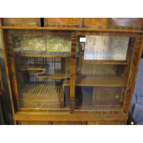 537 - Japanese Wooden Display Cabinet having Sliding Doors, Drawers and Shelves, 91cm