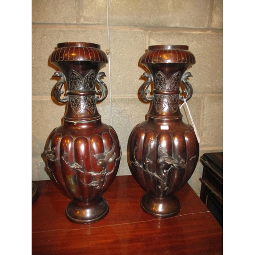 101 - Pair of Early 20th Century Japanese Bronze Vases, 45cm