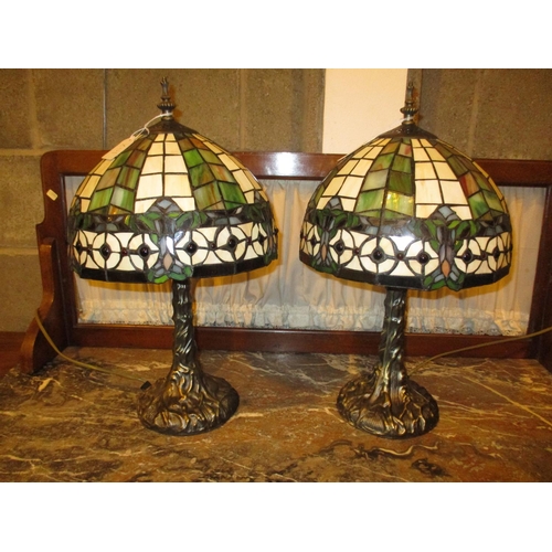 107 - Pair of Tiffany Style Table Lamps