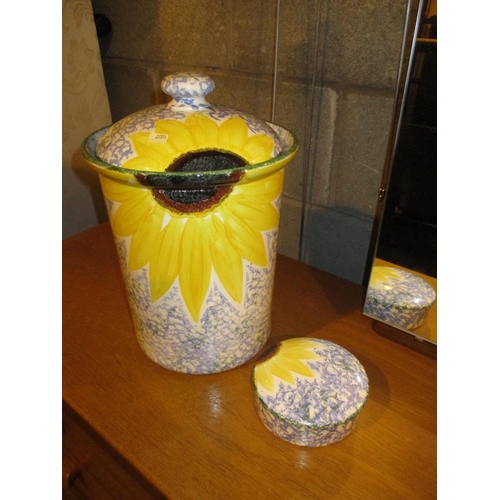 118 - Poole Pottery Sunflower Jar and Trinket Box