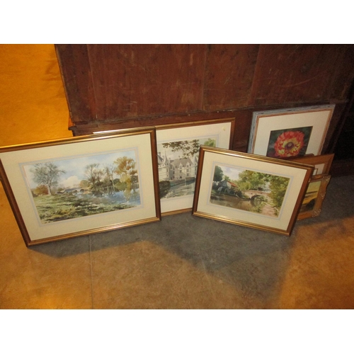 125 - Gerald Woolley, 3 Watercolours, Basingstoke Canal, Loire Valley and Dogmersfield, along with Various... 