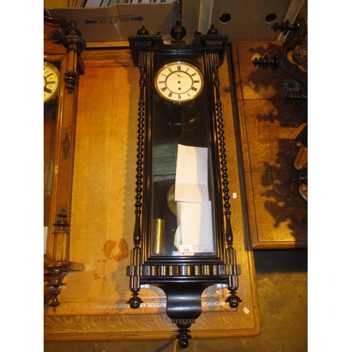 138 - Victorian Vienna Ebonised Case Single Weight Regulator Wall Clock