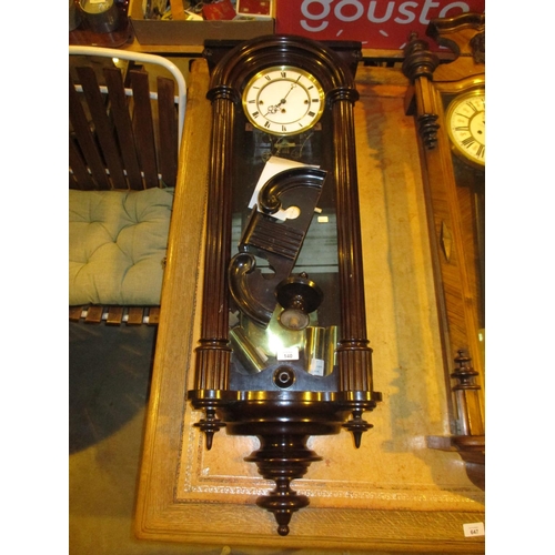 140 - Victorian Vienna Mahogany Case 2 Weight Regulator Wall Clock