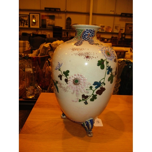 151 - Japanese Pottery Vase on 3 Feet, 31cm