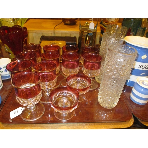 178 - Set of 11 Wine Goblets, 2 Candlesticks and 2 Vases