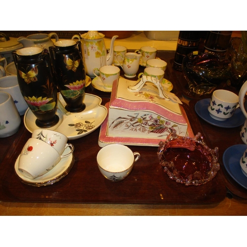 182 - Victorian Cheese Dish, Ruby Glass Dish etc