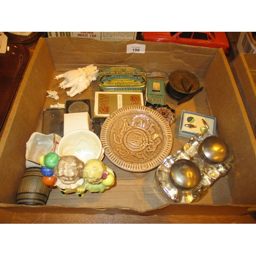 199 - Double Inkwell, Brass Fly Reel and Other Collectables