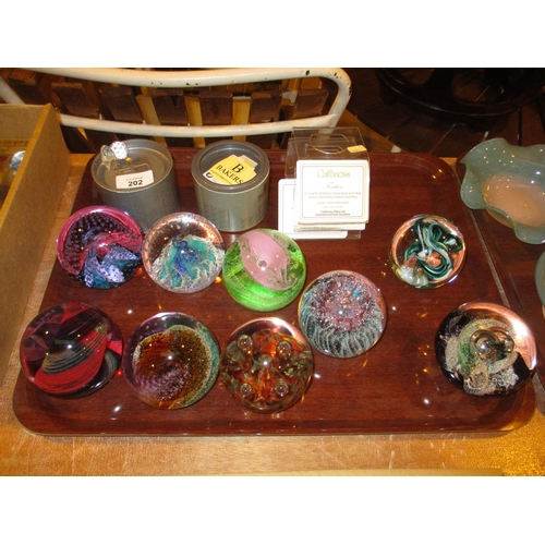 202 - Seven Caithness Paperweights, 2 Others and Swarovski