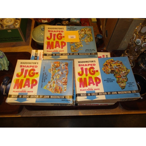 212 - Seven Waddingtons Shaped Jig Map Jigsaws