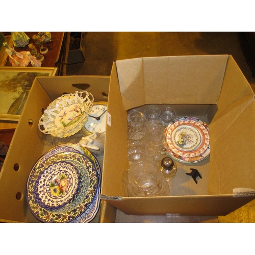 220 - Two Boxes of Decorative Ceramics, Crystal etc