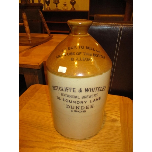 247 - Stoneware Flagon for Sutcliffe & Whiteley Botanical Brewers 18 Foundry Lane Dundee 1909