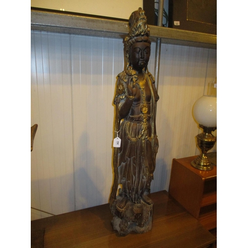 263 - Chinese Part Gilded Stoneware Figures, 103cm