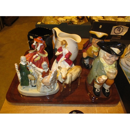 68 - Royal Doulton and Royal Worcester Figures, Beswick Deer, Royal Doulton and Carltonware Character Jug... 