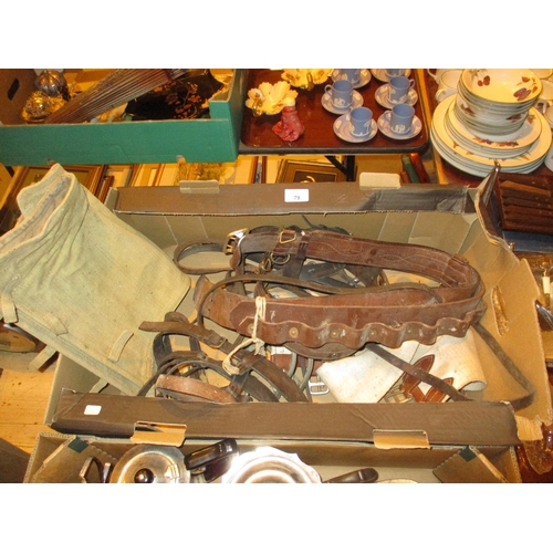 79 - Leather Cartridge Belt, Horse Tack etc