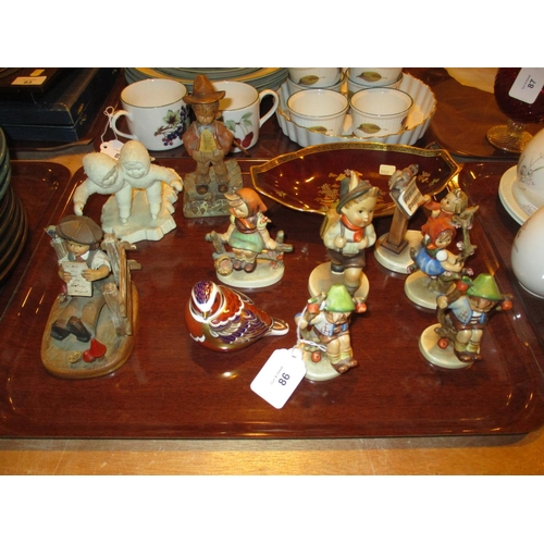 86 - Six Hummel Figures, Royal Crown Derby Bird and Other Items