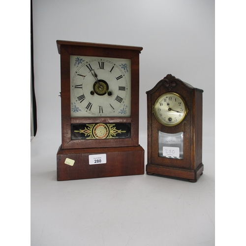 280 - Victorian Jerome & Co New Haven Clock and an Oak Case Clock