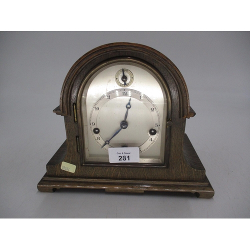 281 - 1920's Oak Case Mantel Clock