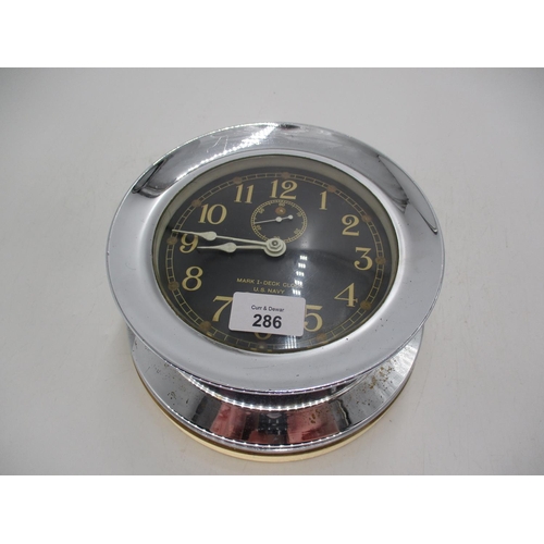Chrome Case Binnacle Clock Mark I - Deck Clock U.S. Navy, N1234, 1939