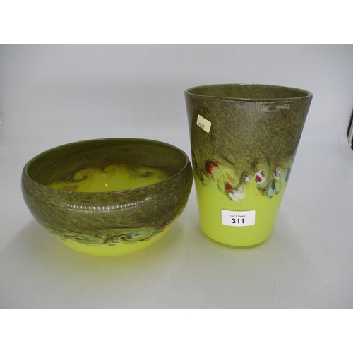 311 - Strathern Glass Vase and Bowl