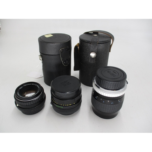 326 - Three Camera Lenses, Hoya HML Tele-Auto, Helios-44M, Penyax-M 1:2 50mm