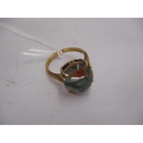 341 - 9ct Gold Agate Ring, 3.7g, Size L