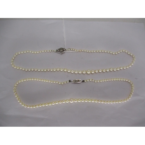 346 - Two Pearl Necklaces, one with a 9ct Gold Clasp