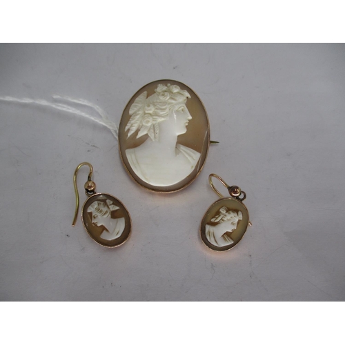 358 - Cameo Brooch and a Pair of Earrings