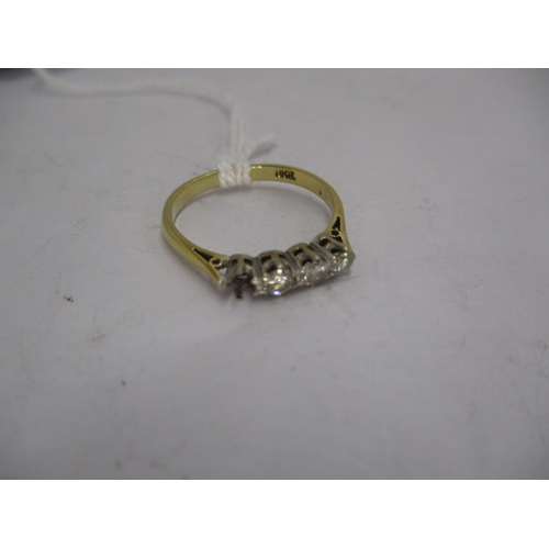 362 - 18ct Gold 3 Stone Diamond Ring, stone missing, 2.3g, Size N