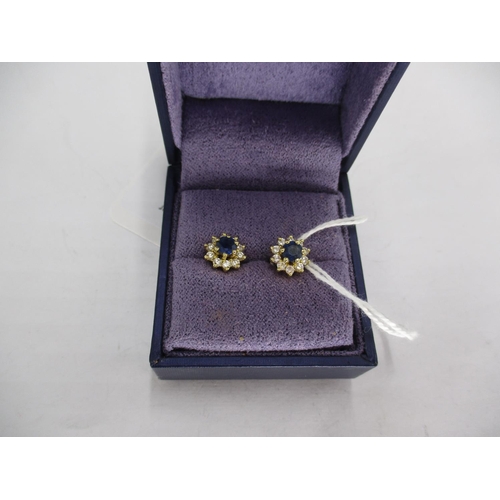 368 - Pair of 18ct Gold Sapphire and Diamond Ear Studs