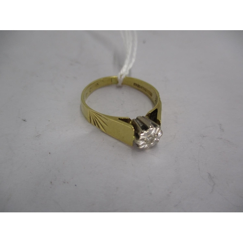 378 - 18ct Gold Single Diamond Ring, 4g, Size O