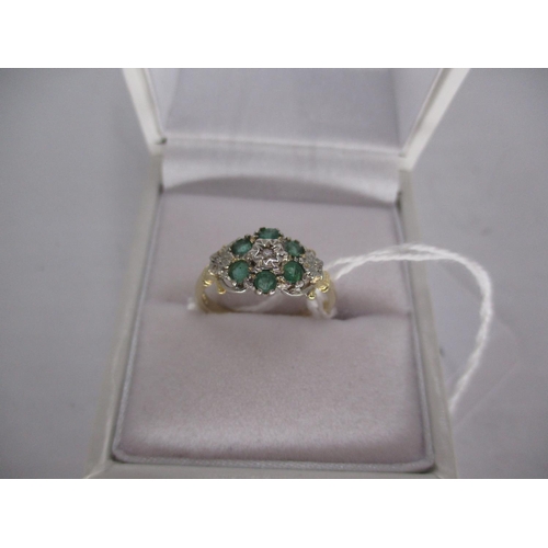 413 - 9ct Gold Emerald and Diamond Ring