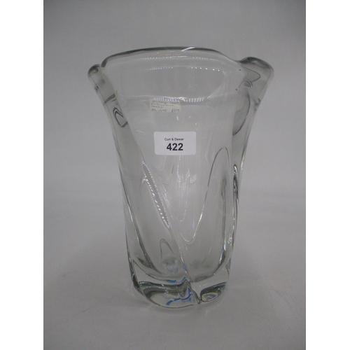 422 - Heavy Daum France Glass Vase, 25cm , signed