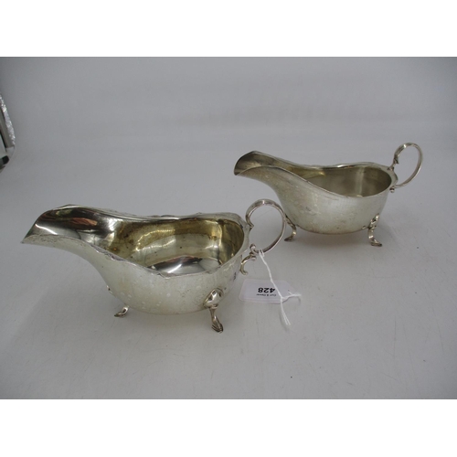 428 - Pair of Silver Sauce Boats, Sheffield 1927 & 1930, 376g