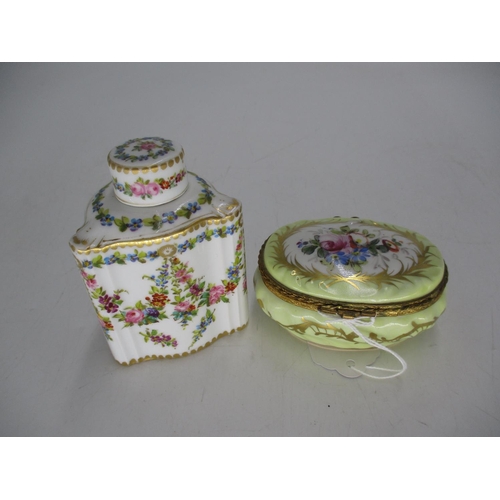 432 - Continental Porcelain Tea Caddy and a French Trinket Box