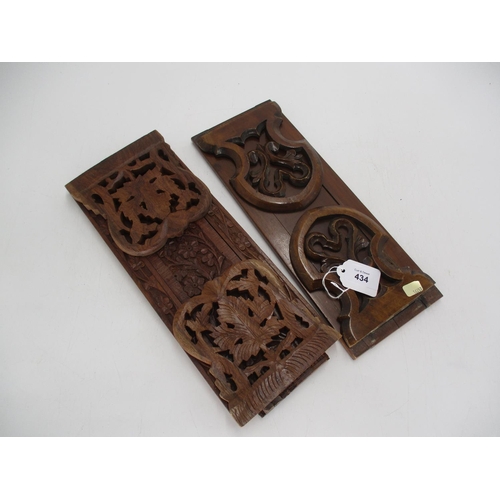 434 - Two Carved Wood Book Slides