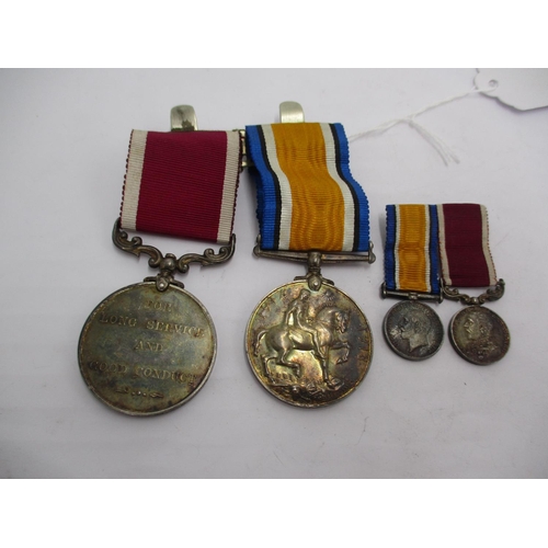 461 - WWI Medal and Long Service and Good Conduct Medal with Miniatures to W.O. CL. 1 R.H. Burnard C. OF.A... 