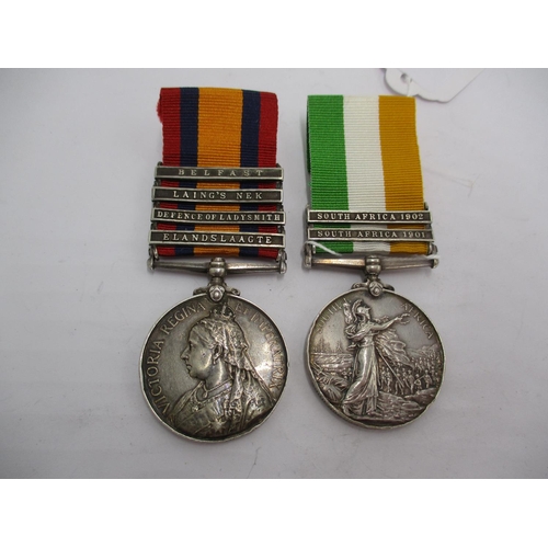 462 - Queens South Africa Medal with 4 Clasps and Kings South Africa Medal with 2 Bars to 5521 Pte. W. Gib... 