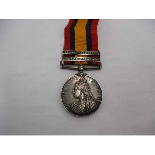 465 - Queens South Africa Medal with 2 Clasps to 7643 Pte. P. Stewart Royal Scots