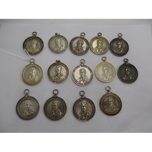 474 - Collection of 14 Silver Leng Medals, 344g