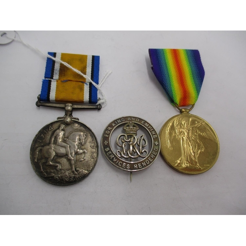 482 - Two WWI Medals and War Badge to Pte. J. Moffat R. MUN. FUS