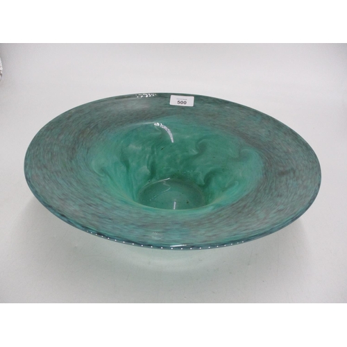 500 - Strathearn Green Swirl Glass Bowl, 32.5cm