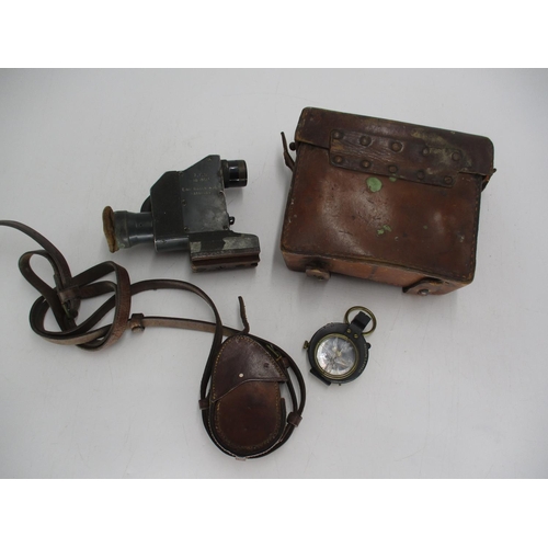 509 - 1917 Leather Cased Compass (glass broken) and a Leather Cased Sight Z.F.12 No. 18011 Emil Busch A-G ... 