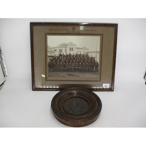 510 - WWI Bronze Death Plaque to Andrew Burn Hoy, along with a Photograph of The 5th Battn. The Royal Scot... 