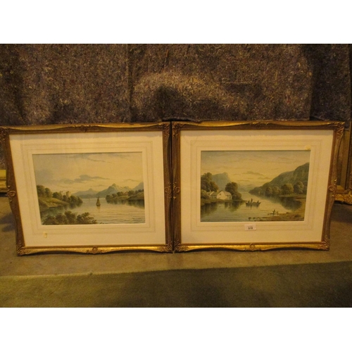 519 - William Langley 1890, 1852-1922, Pair of Watercolours, Loch Landscapes, 24x35cm