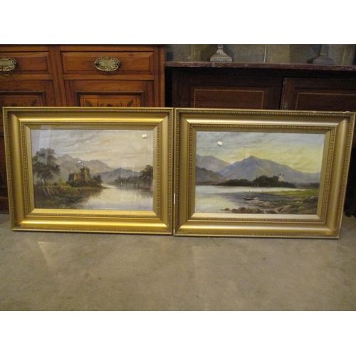 530 - R. Marshall, Pair of Oil Paintings, Lochs and Castles, 39x59cm