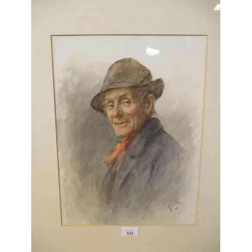 533 - Henry Wright Kerr, RSA, SW, Scottish 1857-1936, Portrait of an Old Man, 41x30cm