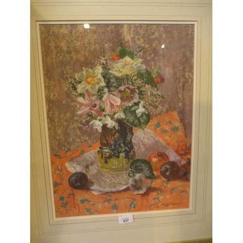 537 - Mary Nicol Neill Armour, 1981, LLD, RSA, RSW, RGI, Scottish 1902-2000, Pastels, Early Spring Flowers... 