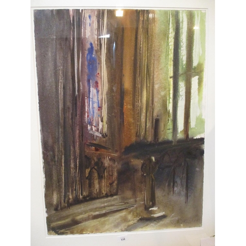 538 - Sophie Knight, 1987, Watercolour, Church Interior, 76x56cm