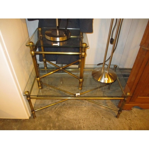 547 - Brass and Glass Coffee Table and Lamp Table